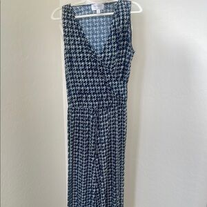 Blue and White Houndstooth Jumpsuit